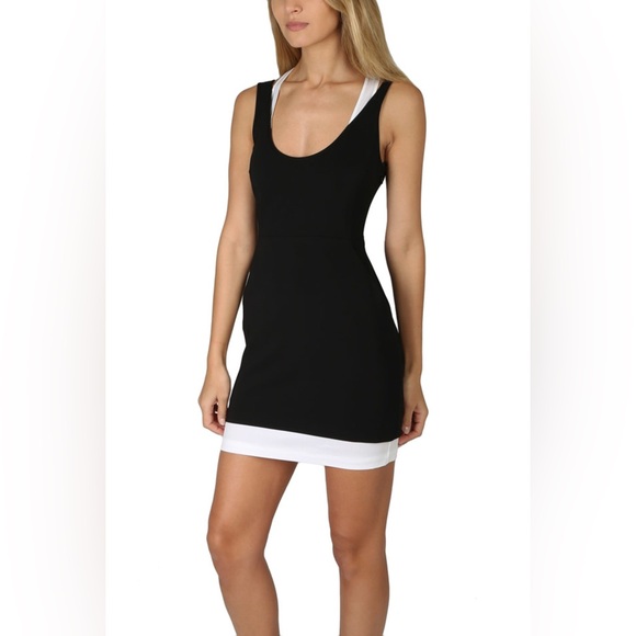 A.L.C. Black/White Baez Racerback Colorblock Contrast Mini Dress Size 6 - Picture 3 of 15